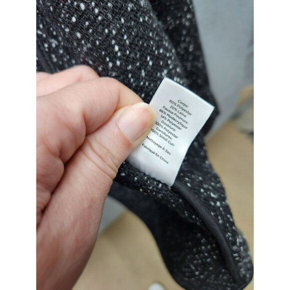 Talbots Womens 2X Tweed Vest With Faux Fur Collar Button Closure Black/Gray - Picture 6 of 7